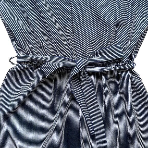 Monteau Women's Sleeveless Navy Striped Dress Size S Knee Length - Picture 5 of 7